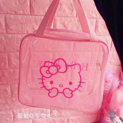 Hello Kitty Swimwear Storage Bag Transparent Cosmetic Wash Bag Travel Bag