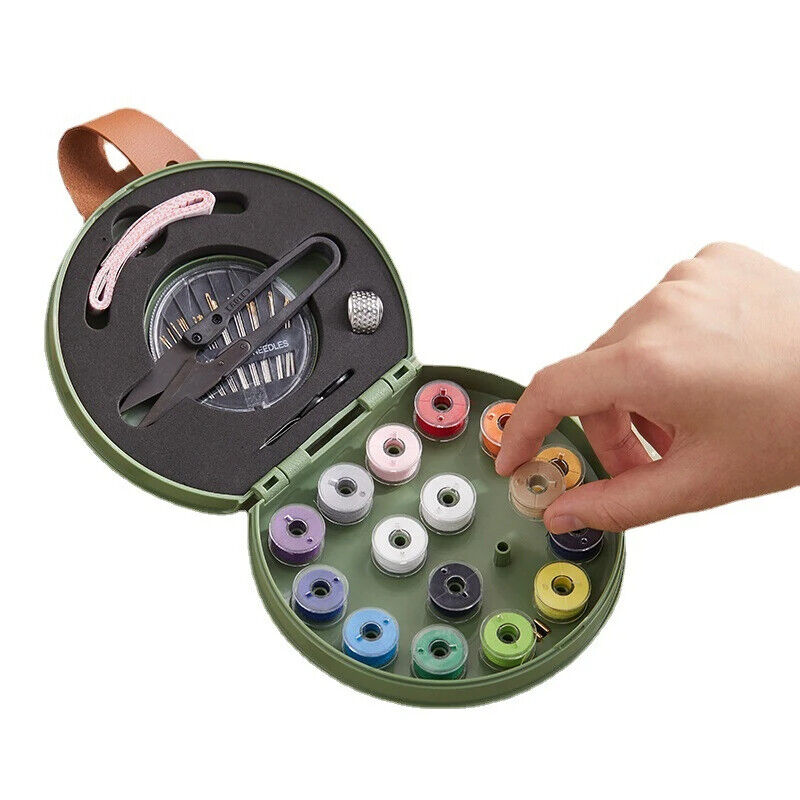 Sewing Kit 22Pcs ABS+PU Portable Household DIY Embroidery Handwork Tool Needles