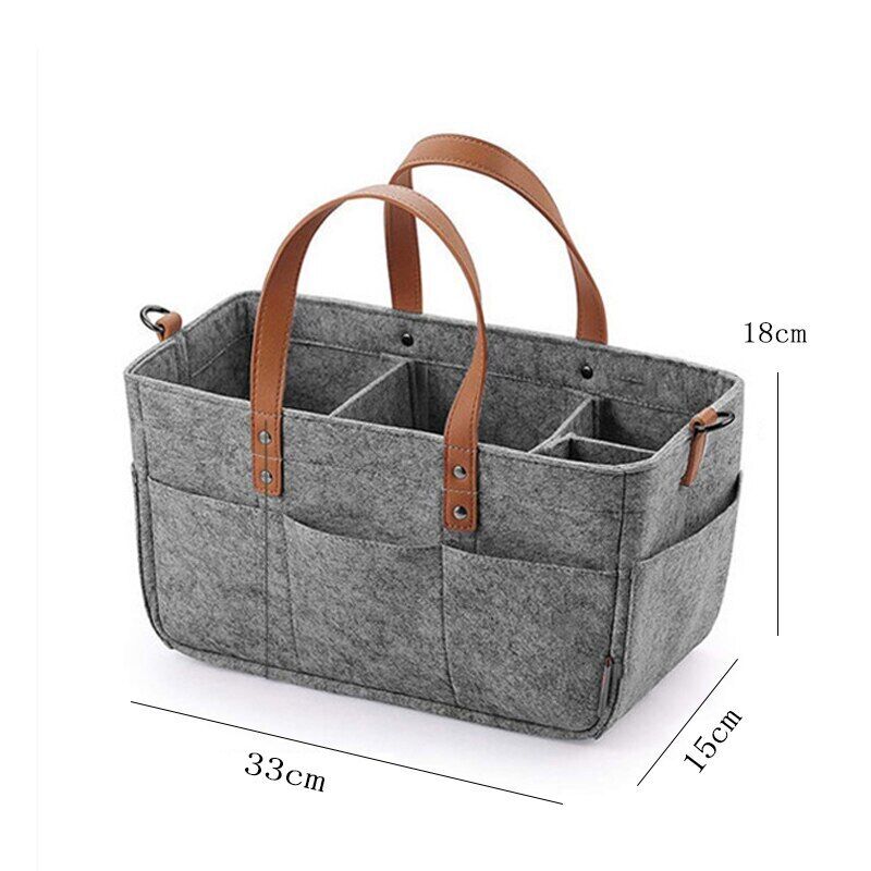 Baby Felt Storage Nursery Basket Bag Handle Nappy Kids Storage Pocket