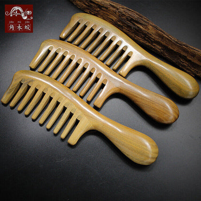 Natural Wooden Comb Wide Toothed Hair Comb Green Sandal Wood Comb Massage Brush