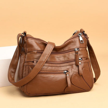 Women Shoulder Bag Leather Messenger Bag Flower Patchwork Leather Purse Handbag