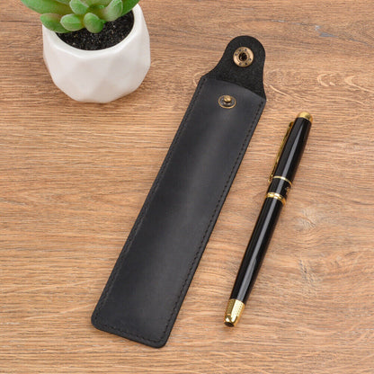Handmade Cowhide Leather Vintage Single Pen/Pencil Case Stationery Storage Bag