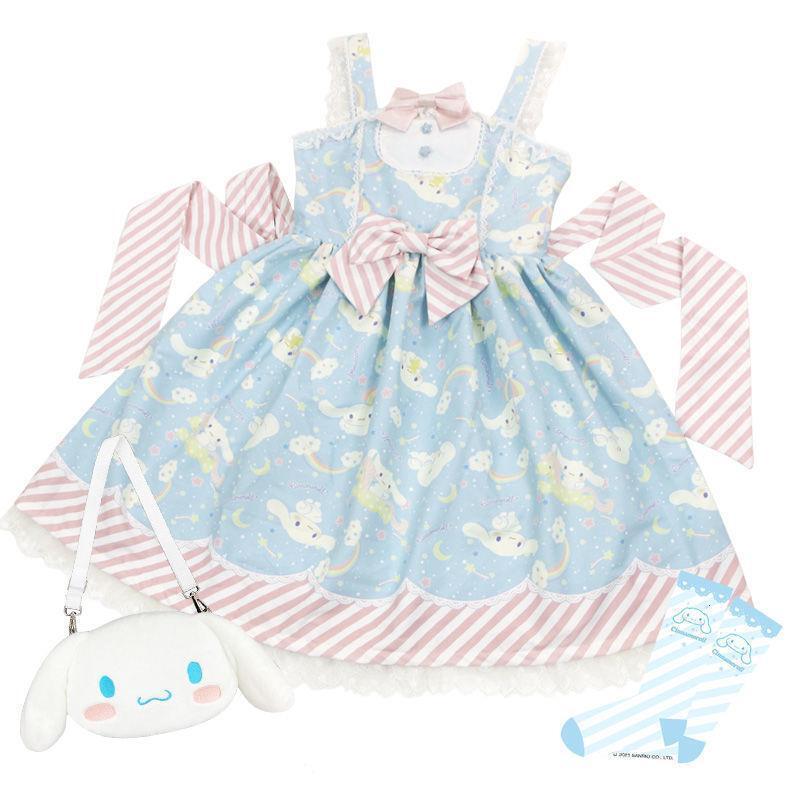 Cinnamoroll My Melody Kuromi JSK Lolita Princess Dress Girl Bow-knot Strap Dress