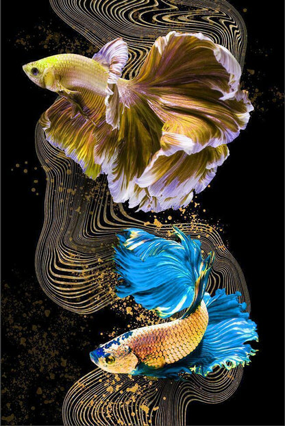 Feng Shui Gold Koi fish Home Deco Print Painting Wall Art Poster Picture