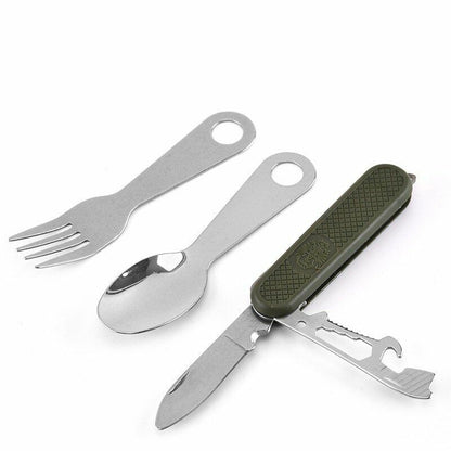 3pcs/set Multi Tool Portable Picnic Outdoor Camping Spoon Spork Fork Knife Steel