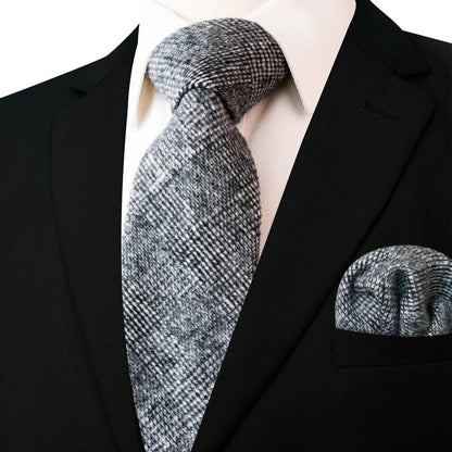 Men Necktie Set 3Pcs Clips Handkerchief Wool Gift Ties Suits Wedding Accessories