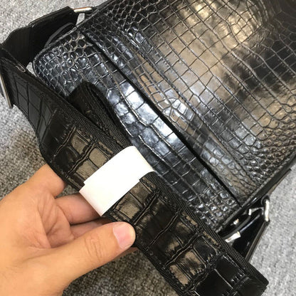 Handcrafted Siamese Crocodile Skin Leather 10" Men Luxury Shoulder/Messenger bag