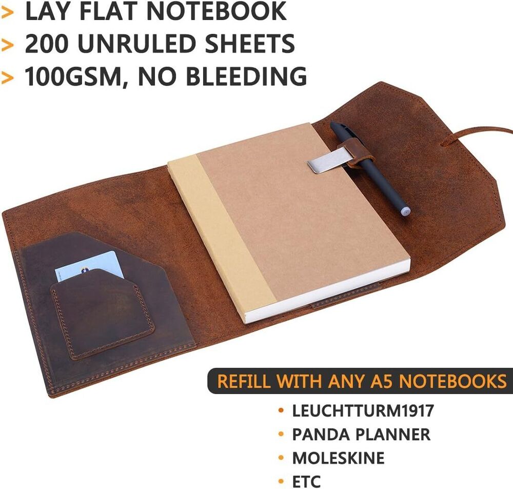 Handmade Refillable Leather Journal Writing Notebook Bound Diary Art Sketchbook