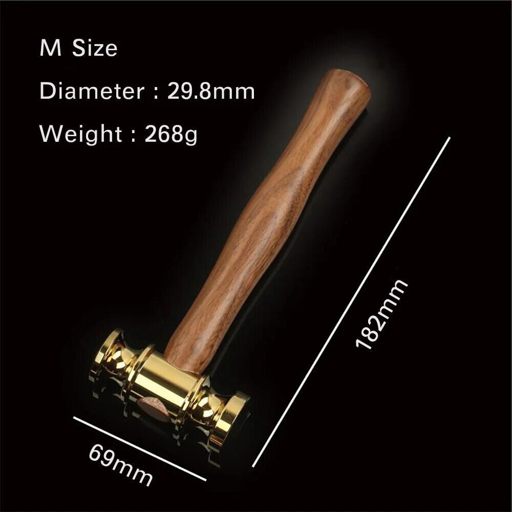 Hammer Solid Brass Mirror Polished Wooden Handle Leather Craft Workshop DIY Tool