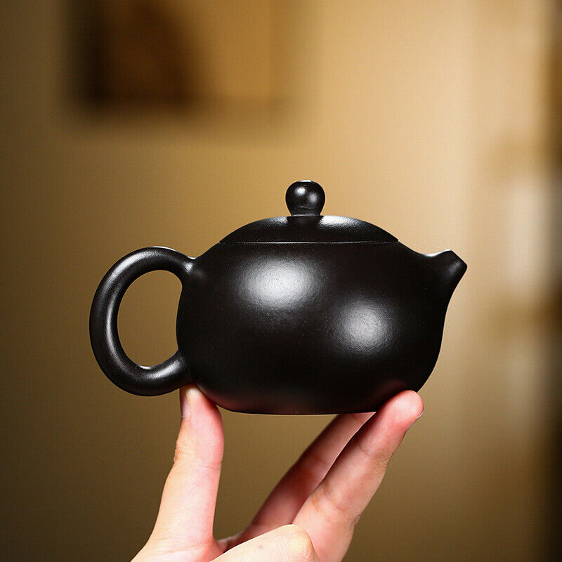 Chinese real yixing zisha black clay tea pot marked xishi pot 9 infuser holes