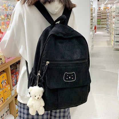 Corduroy Backpack Student Schoolbag Traveling Shoulder Bags 29*12*41cm Pink Blue