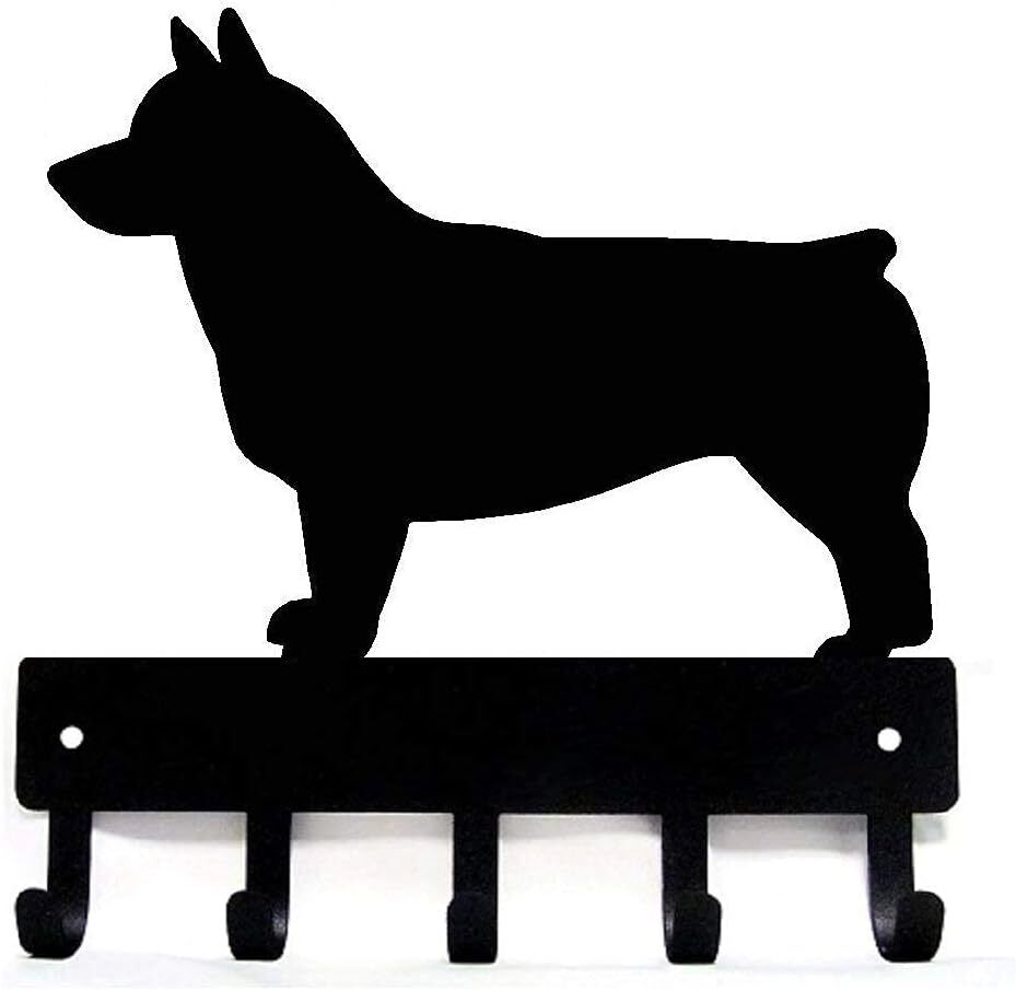 Swedish Vallhund Key Rack Dog Leash Hanger - 9 inch/6 inch Wide Metal Wall Art
