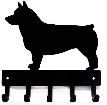 Swedish Vallhund Key Rack Dog Leash Hanger - 9 inch/6 inch Wide Metal Wall Art