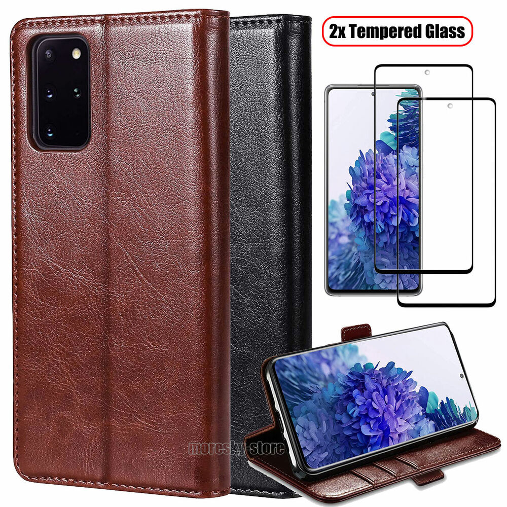 For Samsung Galaxy S20 FE /FE 5G Case, Shockproof Leather Cover + Tempered Glass