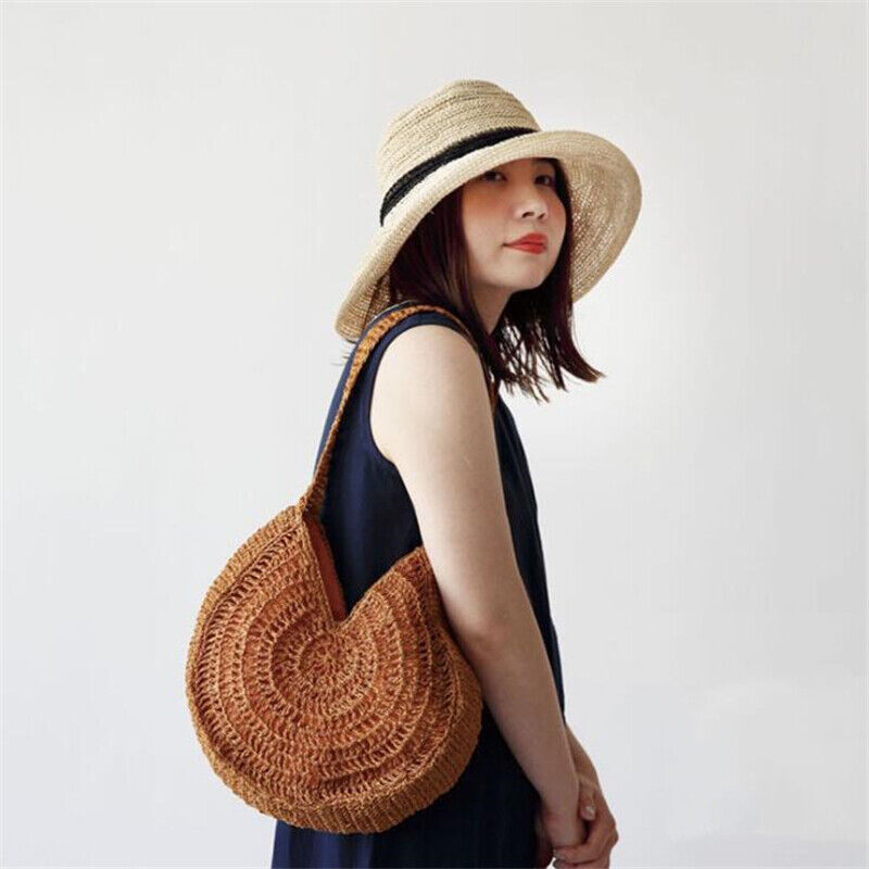 Summer Womens Beach Bag Casual Large Straw Shopping Handbag One-shoulder Bag