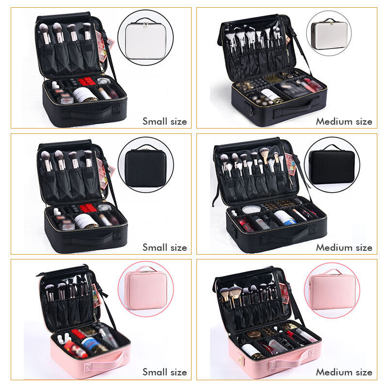 Professional Portable PU Makeup Case Travel Manicure 2 Layers Cosmetics Bags