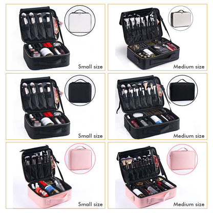 Professional Portable PU Makeup Case Travel Manicure 2 Layers Cosmetics Bags