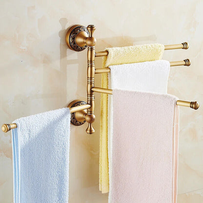 Bath Towel Holder Antique Brass Bronze Bathroom Accessories Movable Storage Rack