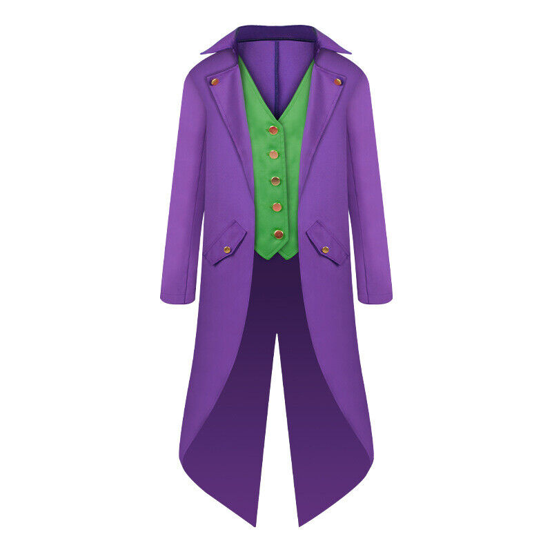 Kids Retro Halloween Cosplay Party Costume Steampunk Tailcoat Fake Two Piece