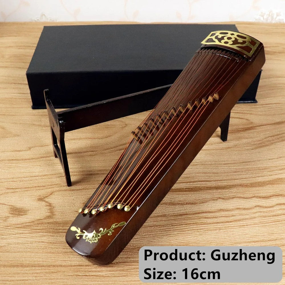Miniature Guzheng Model Mini Musical Instrument Desktop Ornaments Chinese Gifts
