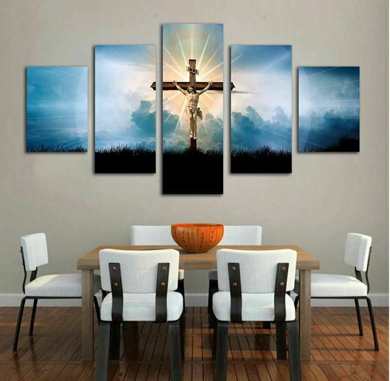 Jesus Cross 5 Pieces canvas Print Poster Wall Art Picture Home Decor