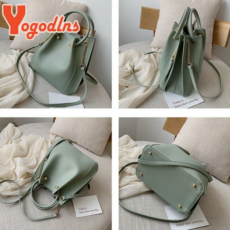 Fashion Handbags Large Capacity PU Leather Bucket Crossbody Bag Shoulder Bag