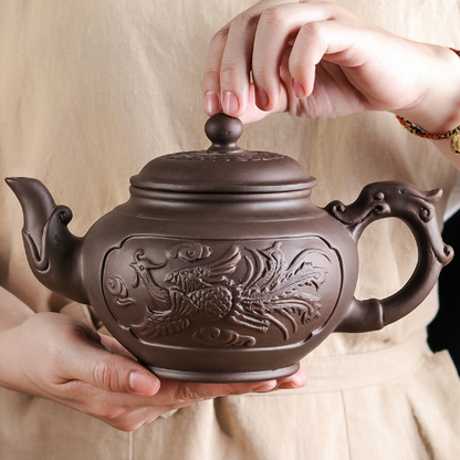 Large Capacity Purple Sand Teapot House Yixing Blossom Pot Tea Ceramic Kettle