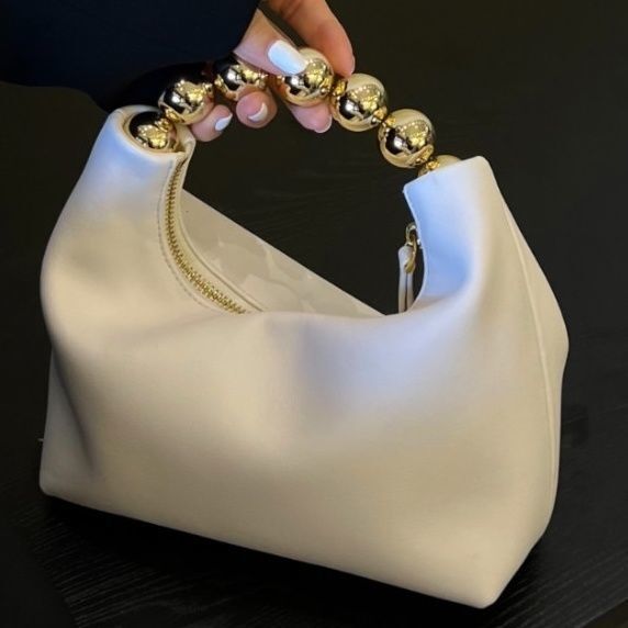 Summer Pink Chain Retro Girl Pearl Dumpling Bag Leather Shoulder Messenger Bags