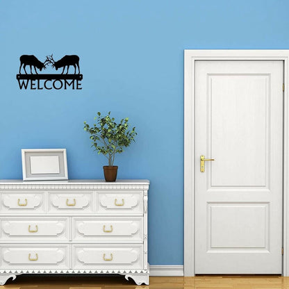 Fighting Elks Welcome Sign Ornaments Artwork Wall Stickers Shape Decoration