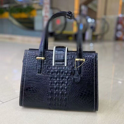 Handcrafted AlligatorCrocodile Skin Leather HandBag Women's Luxury Shoulder Bag