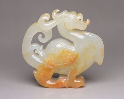Collection Chinese Hetian Jade Carving Dragon Turtle Statue Nice Figurines Art