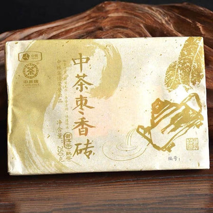 2018 Zhongcha Chinatea Jujube Fragrant Brick Pu'er Tea Ripe Puer Yunnan 250g