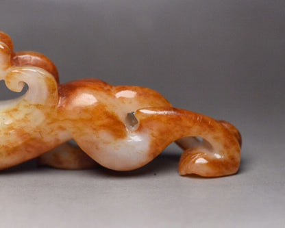 Chinese Antique Hetian Jade Carved Beast Statue Exquisite Figurine Decor Artwork