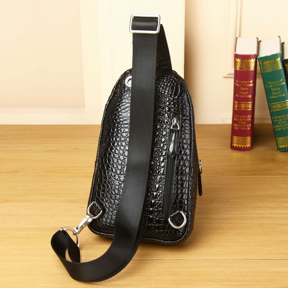 Cow Leather Sling Backpack Designer Crocodile Chest Crossbody Bag Hiking Daypack