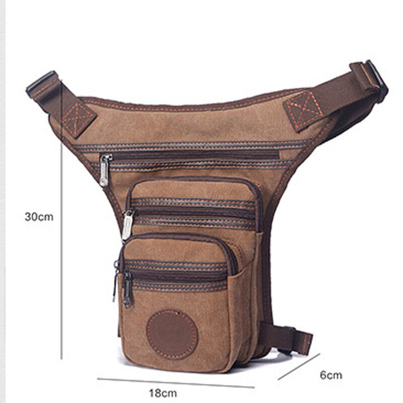 Men's Outdoor Vintage Canvas Drop Leg Bag Tactical Thigh Waist Fanny Pack
