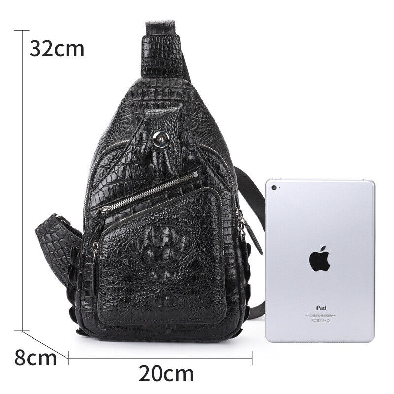 Real Crocodile Alligator Skin Leather Men's Crossbody Bag Luxury Sling Backpack
