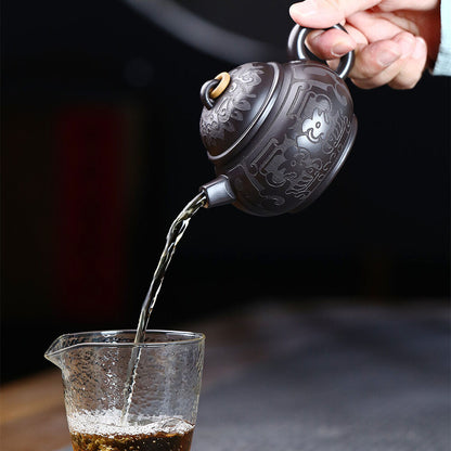 handmade tea pot master made marked yixing zisha black clay pot 9 infuser holes
