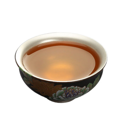 Silver Cup Flower Relief Cup Of Tea Chinese Porcelain Cup 999 Sterling Silver