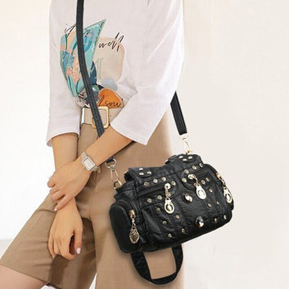 Women's Soft Faux Leather Multicolor Handbags Multiple pockets Shoulder Bags