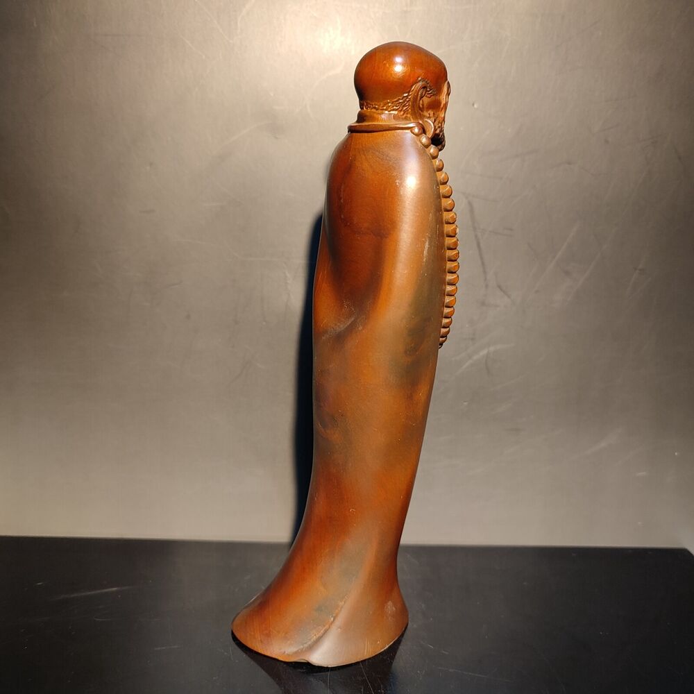 7" Boxwood carving wooden buddha monk statue home decor figurines meditation art