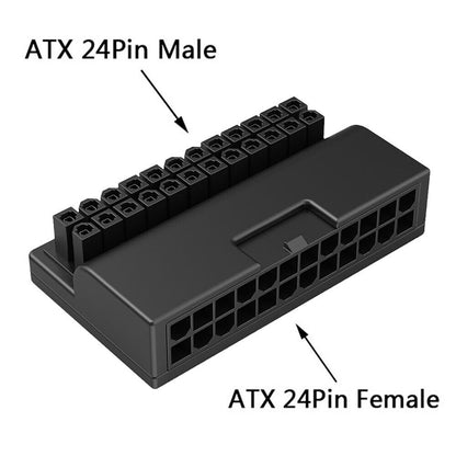ATX Motherboard Female 24Pin to 24pin Male 90 Degree Power Adapter Mainboard