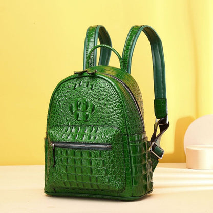 Top Cow Leather Women's bag, Desinger Crocodile Pattern Backpack Travel Bag