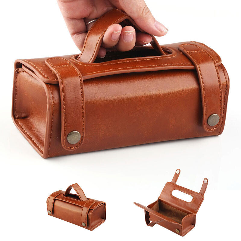 Mens Portable Shaving Toiletry Bag Small Size Leather Toiletry Bag Brown Black