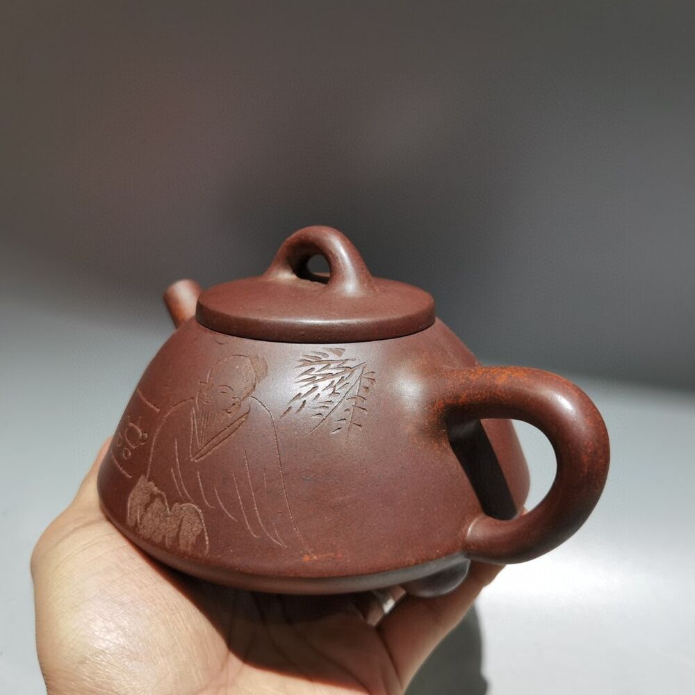 Vintage Chinese Yixing Purple Clay Teapot Zisha Handmade Ceramic Figure Tea Set