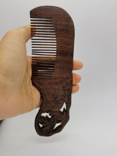 Old Chinese Antique Wood Hand Carved Wooden Statue Comb Makeup Tools Women Girl