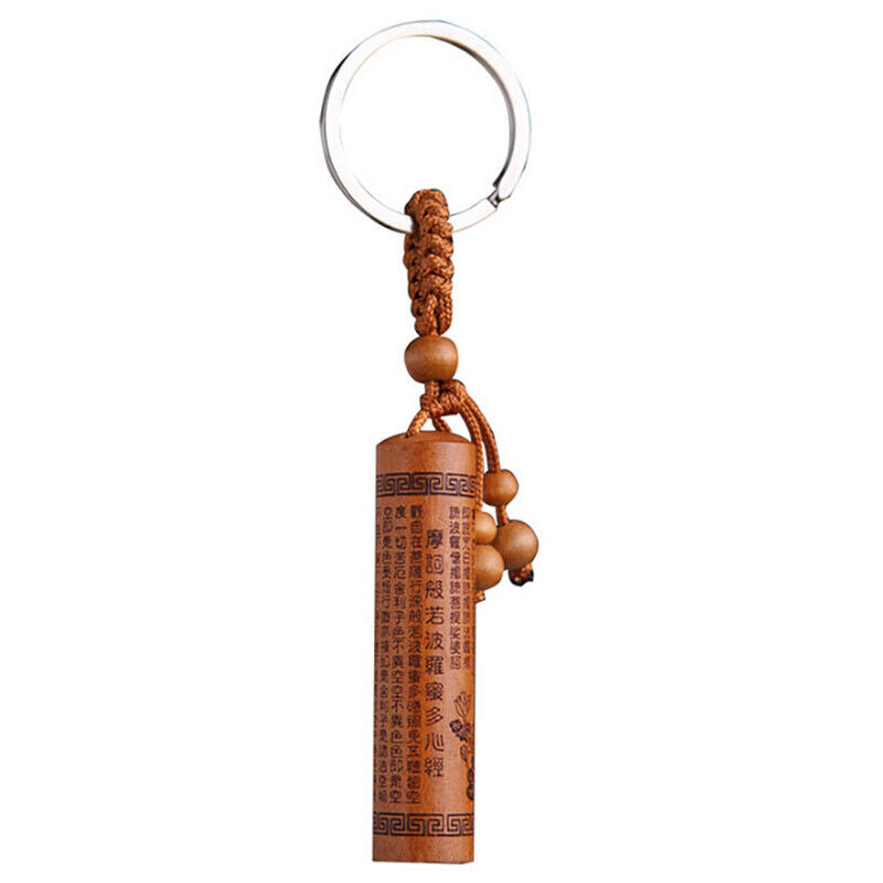 Lucky Jewelry Wood Carving Buckle Buddha Pendant Keychain Car Bag Keyrinzo