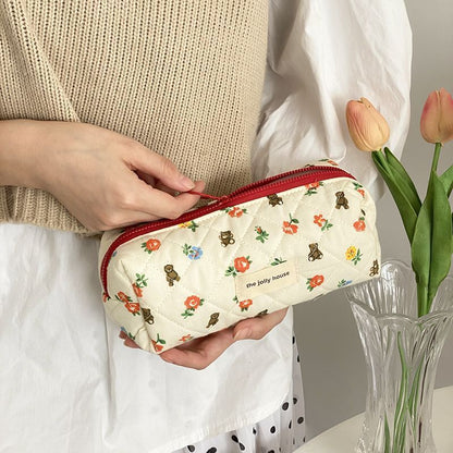 Makeup Bag Soft Cotton Zipper Cosmetics Organizer Small Cute Make Up Pouch 1 PC