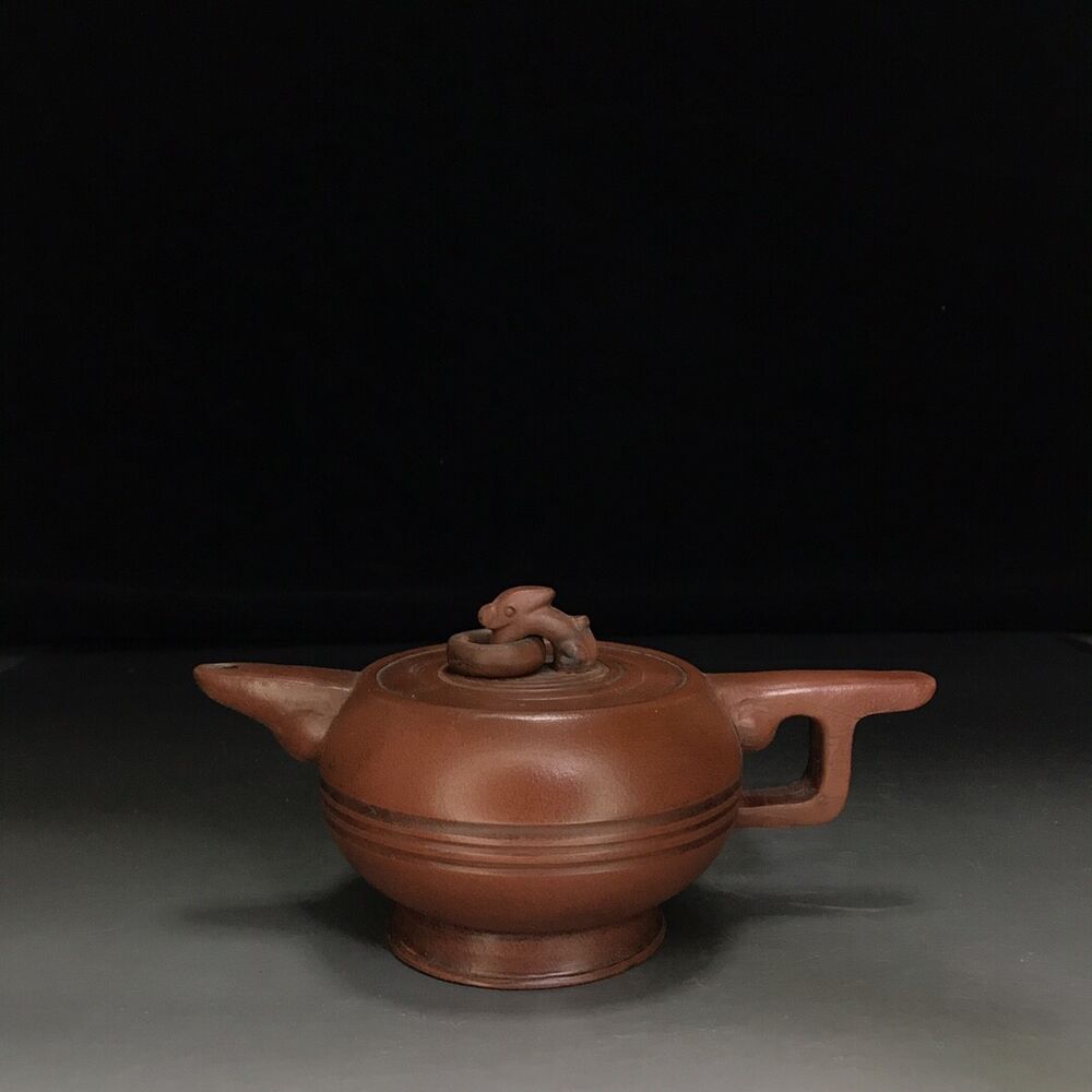 Chinese Yixing Zisha Clay Handmade Exquisite Teapot （直把环壶 底款：时大彬））