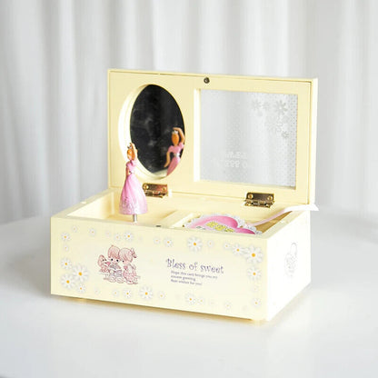 Music Box Plastic Ballerina Home Decoration Clockwork Jewelry Storage 7.5x10x6cm