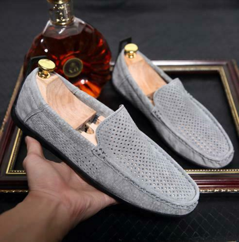 Leather Driving Mens Summer breathable Hollow Out Loafer Slip On Casual Shoes @